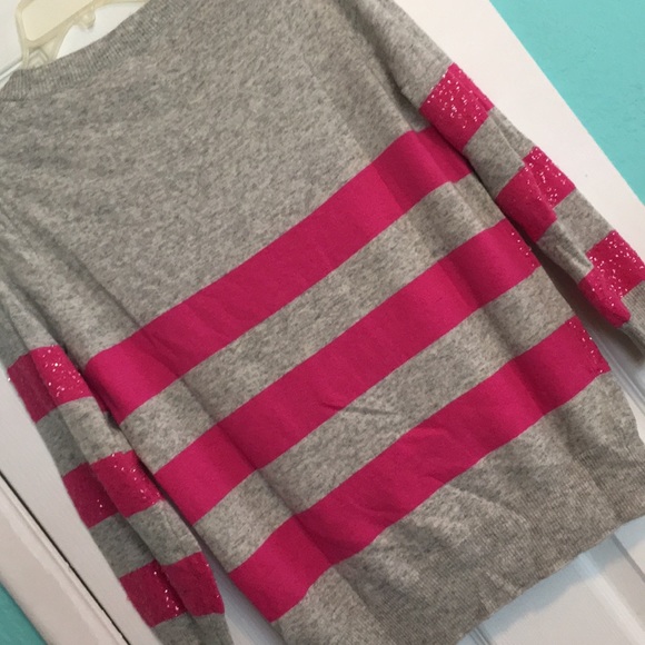J. Crew Grey and Fuchsia Sweater with Sequins - Picture 4 of 4